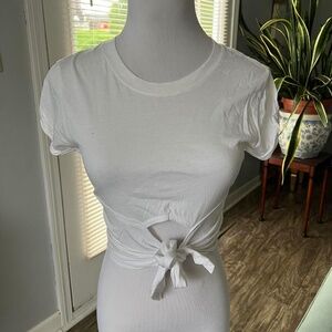 UO white crop top with front tie